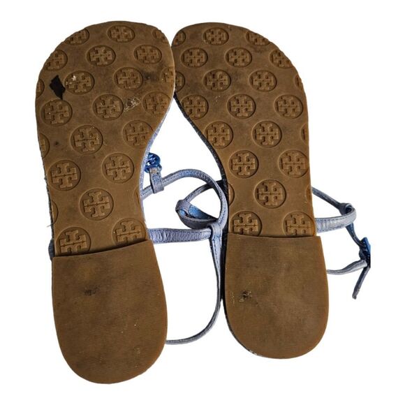 TORY BURCH Emmy Stitched Thong Sandal Light Blue Leather - Size 6 1/2 - Picture 5 of 8
